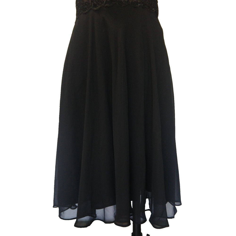 Vintage Y2K Black Halter Dress Size 8 Scarlett Lace Beaded Chiffon 2000s Prom - Picture 5 of 9